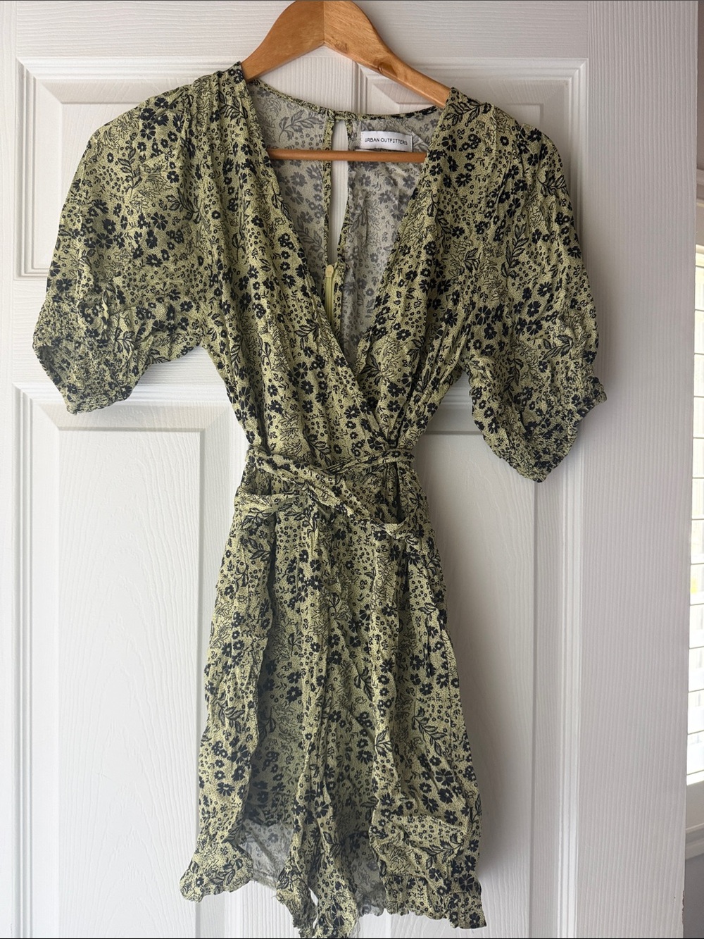Urban Outfitters Olive Green Floral Wrap Romper